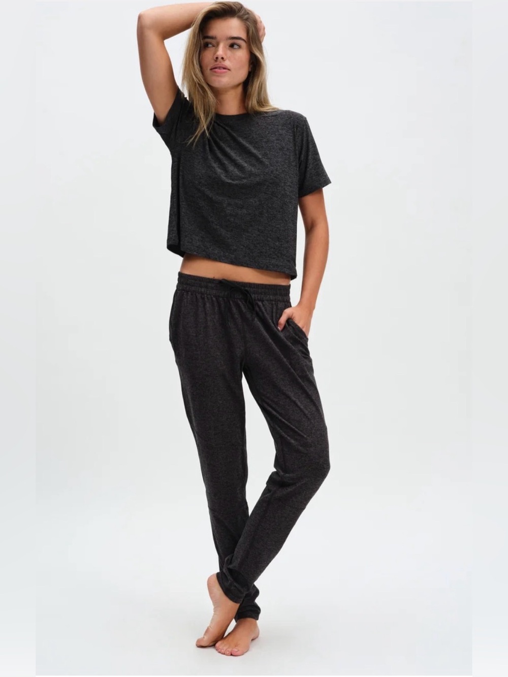 Outdoor Voices Cloudknit Cozy Buttersoft Charcoal Drawstring Track Sweat Pants